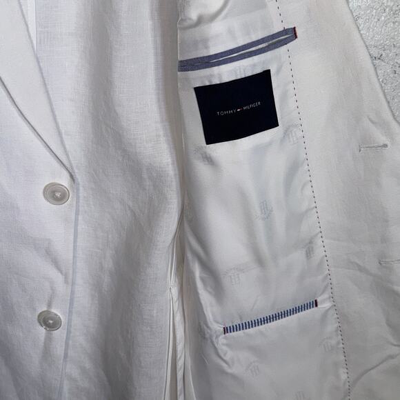 Tommy Hilfiger Men's Modern-Fit Flex Stretch Linen Suit Jacket White 44L $360 - Picture 6 of 8